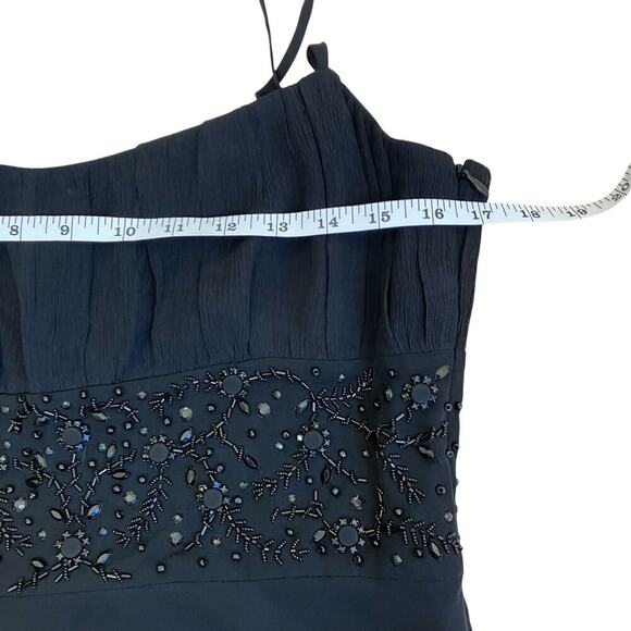 Ann Taylor 100% Silk Y2K Babydoll Prom Dress Midi Spaghetti Straps Beaded Flowy - Picture 13 of 16